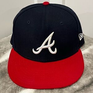 Atlanta Braves MLB Genuine New Era 59Fifty Fitted Navy and Red Cap Size 7